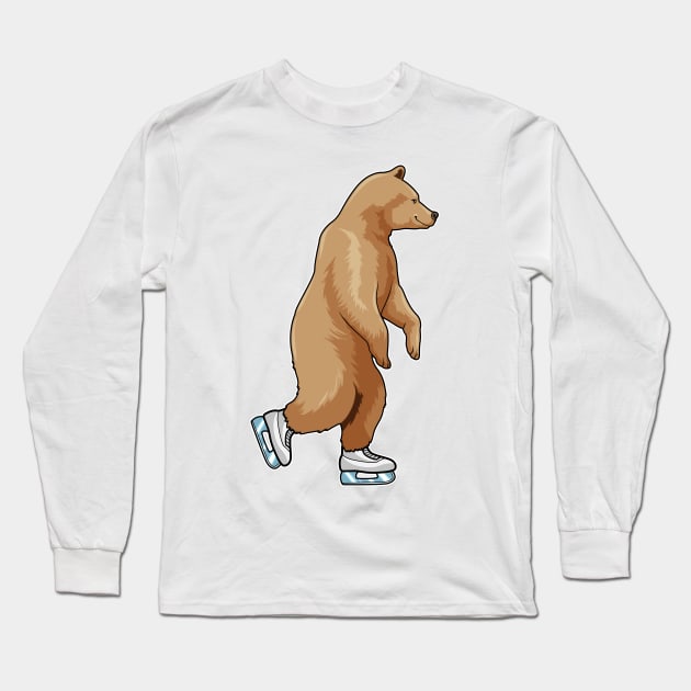 Bear at Ice skating with Ice skates Long Sleeve T-Shirt by Markus Schnabel